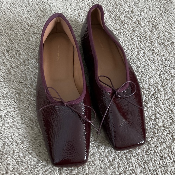 Mansur Gavriel Maroon Leather Flats - Picture 4 of 9